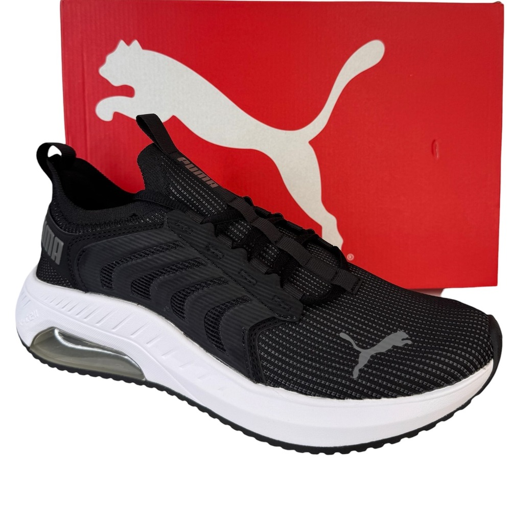 Puma Ayro Street Mens Running Shoes Black Dark Gray White 312965-01 Size 9